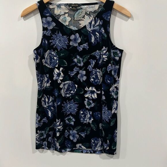 Iman 2 piece velvet blue floral blazer top xs - Picture 4 of 10